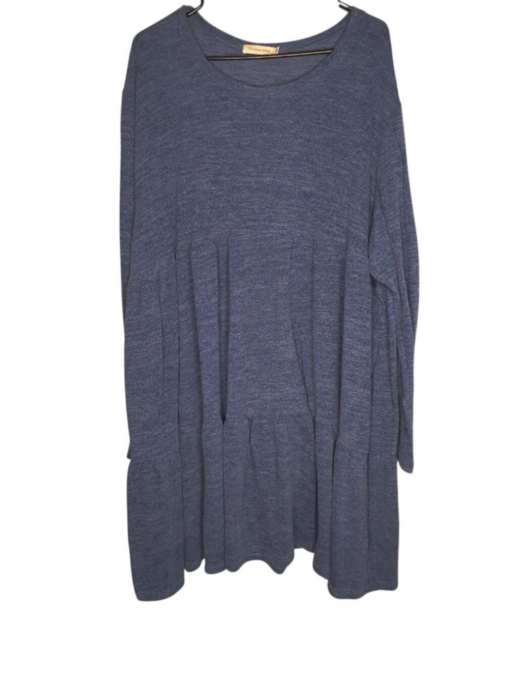 Southern Stitch Women's Size 3XL Heathered Blue Stretchy Long Sleeve Dress